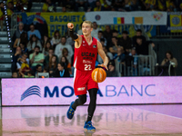 Ludde Hakanson of UCAM Murcia is in action during the Liga Endesa 2024-2025 match between Morabanc Andorra and UCAM Murcia at Poliesportiu d...