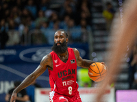 Howard Sant-Roos of UCAM Murcia is in action during the Liga Endesa 2024-2025 match between Morabanc Andorra and UCAM Murcia at Poliesportiu...