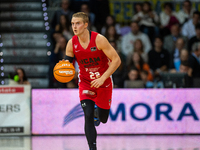 Ludde Hakanson of UCAM Murcia is in action during the Liga Endesa 2024-2025 match between Morabanc Andorra and UCAM Murcia at Poliesportiu d...