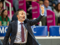 Sito Alonso, coach of UCAM Murcia, looks on during the Liga Endesa 2024-2025 match between Morabanc Andorra and UCAM Murcia at Poliesportiu...