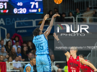 Sekou Doumbouya of Morabanc Andorra plays during the Liga Endesa 2024-2025 match between Morabanc Andorra and UCAM Murcia at Poliesportiu d'...