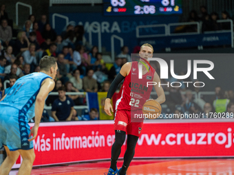 Ludde Hakanson of UCAM Murcia is in action during the Liga Endesa 2024-2025 match between Morabanc Andorra and UCAM Murcia at Poliesportiu d...