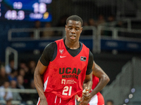 Players are in action during the Liga Endesa 2024-2025 match between Morabanc Andorra and UCAM Murcia at Poliesportiu d'Andorra in Andorra L...