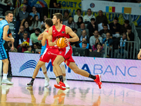 Players are in action during the Liga Endesa 2024-2025 match between Morabanc Andorra and UCAM Murcia at Poliesportiu d'Andorra in Andorra L...