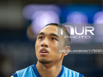 Players are in action during the Liga Endesa 2024-2025 match between Morabanc Andorra and UCAM Murcia at Poliesportiu d'Andorra in Andorra L...