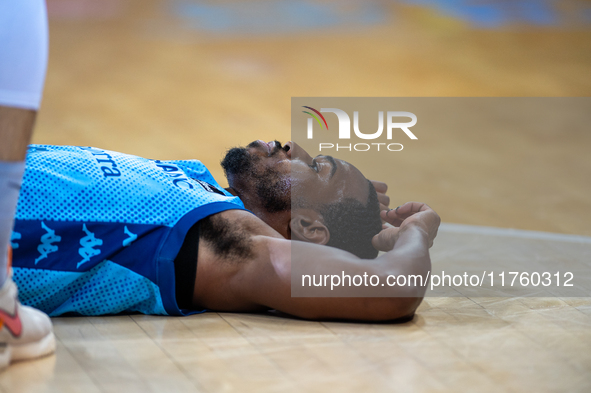 Players are in action during the Liga Endesa 2024-2025 match between Morabanc Andorra and UCAM Murcia at Poliesportiu d'Andorra in Andorra L...