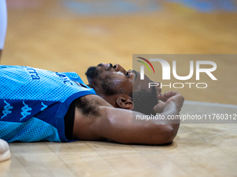 Players are in action during the Liga Endesa 2024-2025 match between Morabanc Andorra and UCAM Murcia at Poliesportiu d'Andorra in Andorra L...