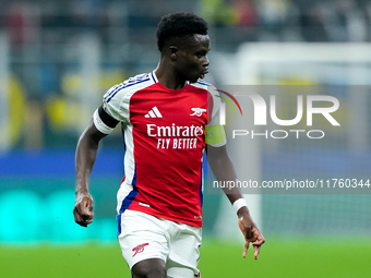 Bukayo Saka of Arsenal during the UEFA Champions League 2024/25 League Phase MD4 match between FC Internazionale and Arsenal at Stadio San S...