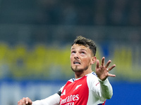 Ben White of Arsenal during the UEFA Champions League 2024/25 League Phase MD4 match between FC Internazionale and Arsenal at Stadio San Sir...