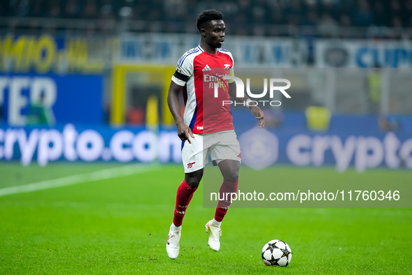 Bukayo Saka of Arsenal during the UEFA Champions League 2024/25 League Phase MD4 match between FC Internazionale and Arsenal at Stadio San S...