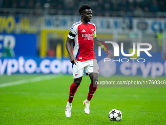 Bukayo Saka of Arsenal during the UEFA Champions League 2024/25 League Phase MD4 match between FC Internazionale and Arsenal at Stadio San S...