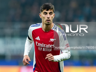 Kai Havertz of Arsenal looks on during the UEFA Champions League 2024/25 League Phase MD4 match between FC Internazionale and Arsenal at Sta...