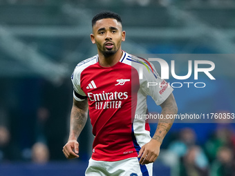 Gabriel Jesus of Arsenal looks on during the UEFA Champions League 2024/25 League Phase MD4 match between FC Internazionale and Arsenal at S...