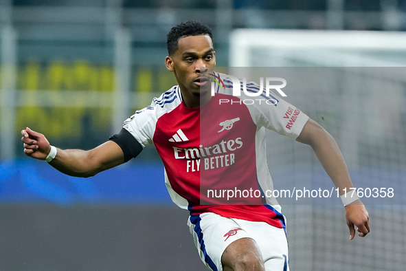 Jurrien Timber of Arsenal during the UEFA Champions League 2024/25 League Phase MD4 match between FC Internazionale and Arsenal at Stadio Sa...