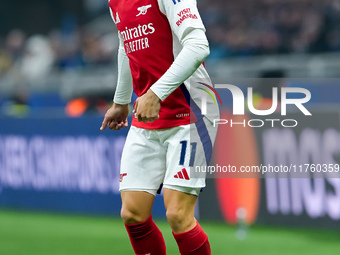 Gabriel Martinelli of Arsenal during the UEFA Champions League 2024/25 League Phase MD4 match between FC Internazionale and Arsenal at Stadi...