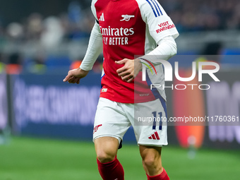 Gabriel Martinelli of Arsenal during the UEFA Champions League 2024/25 League Phase MD4 match between FC Internazionale and Arsenal at Stadi...