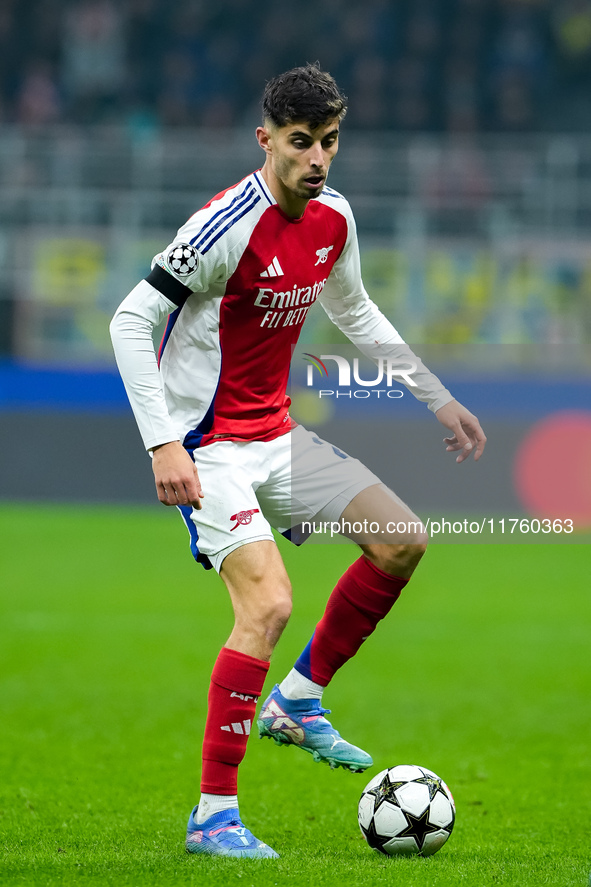 Kai Havertz of Arsenal during the UEFA Champions League 2024/25 League Phase MD4 match between FC Internazionale and Arsenal at Stadio San S...