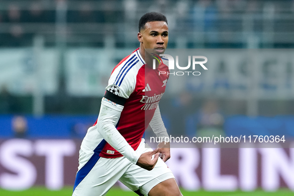 Gabriel of Arsenal during the UEFA Champions League 2024/25 League Phase MD4 match between FC Internazionale and Arsenal at Stadio San Siro...