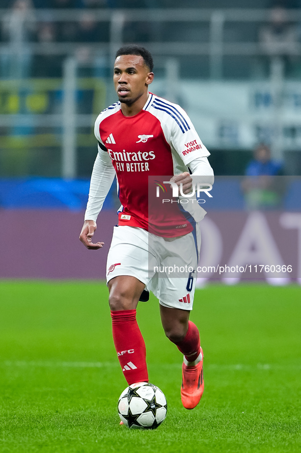 Gabriel of Arsenal during the UEFA Champions League 2024/25 League Phase MD4 match between FC Internazionale and Arsenal at Stadio San Siro...