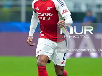 Gabriel of Arsenal during the UEFA Champions League 2024/25 League Phase MD4 match between FC Internazionale and Arsenal at Stadio San Siro...