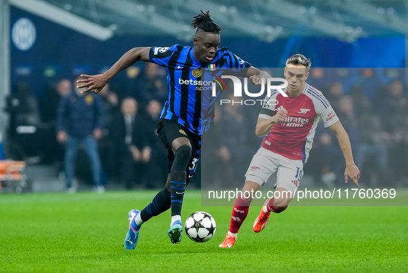 Yann Aurel Bisseck of FC Internazionale during the UEFA Champions League 2024/25 League Phase MD4 match between FC Internazionale and Arsena...