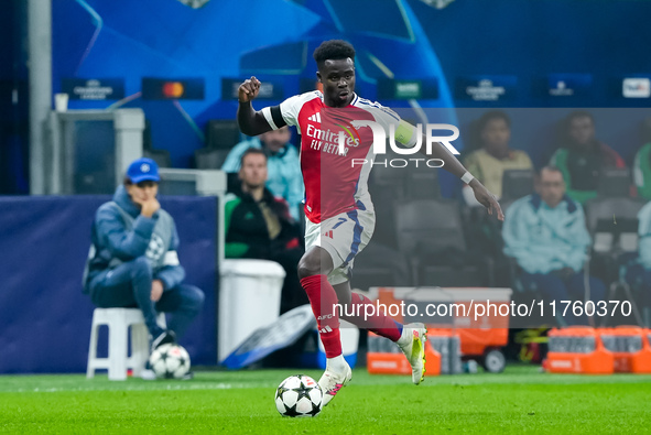 Bukayo Saka of Arsenal during the UEFA Champions League 2024/25 League Phase MD4 match between FC Internazionale and Arsenal at Stadio San S...