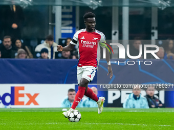 Bukayo Saka of Arsenal during the UEFA Champions League 2024/25 League Phase MD4 match between FC Internazionale and Arsenal at Stadio San S...