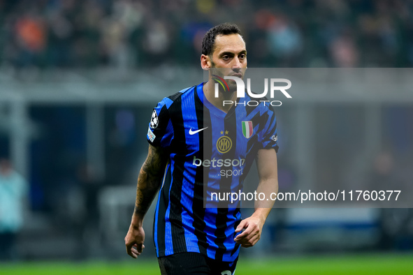 Hakan Calhanoglu of FC Internazionale during the UEFA Champions League 2024/25 League Phase MD4 match between FC Internazionale and Arsenal...