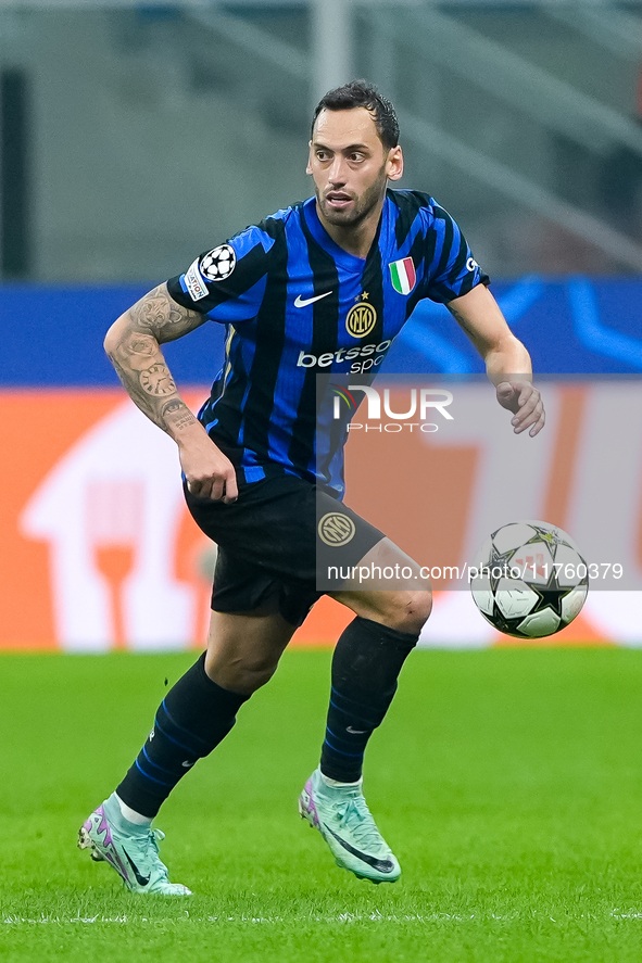 Hakan Calhanoglu of FC Internazionale during the UEFA Champions League 2024/25 League Phase MD4 match between FC Internazionale and Arsenal...