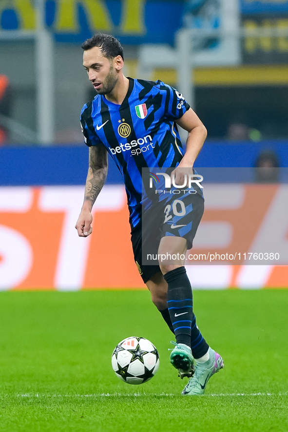 Hakan Calhanoglu of FC Internazionale during the UEFA Champions League 2024/25 League Phase MD4 match between FC Internazionale and Arsenal...