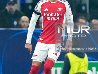 Ben White of Arsenal during the UEFA Champions League 2024/25 League Phase MD4 match between FC Internazionale and Arsenal at Stadio San Sir...