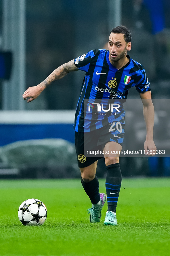 Hakan Calhanoglu of FC Internazionale during the UEFA Champions League 2024/25 League Phase MD4 match between FC Internazionale and Arsenal...