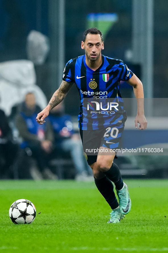 Hakan Calhanoglu of FC Internazionale during the UEFA Champions League 2024/25 League Phase MD4 match between FC Internazionale and Arsenal...