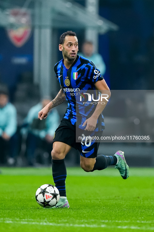 Hakan Calhanoglu of FC Internazionale during the UEFA Champions League 2024/25 League Phase MD4 match between FC Internazionale and Arsenal...