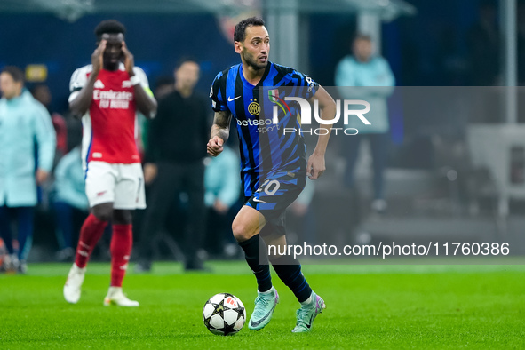 Hakan Calhanoglu of FC Internazionale during the UEFA Champions League 2024/25 League Phase MD4 match between FC Internazionale and Arsenal...