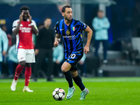 Hakan Calhanoglu of FC Internazionale during the UEFA Champions League 2024/25 League Phase MD4 match between FC Internazionale and Arsenal...