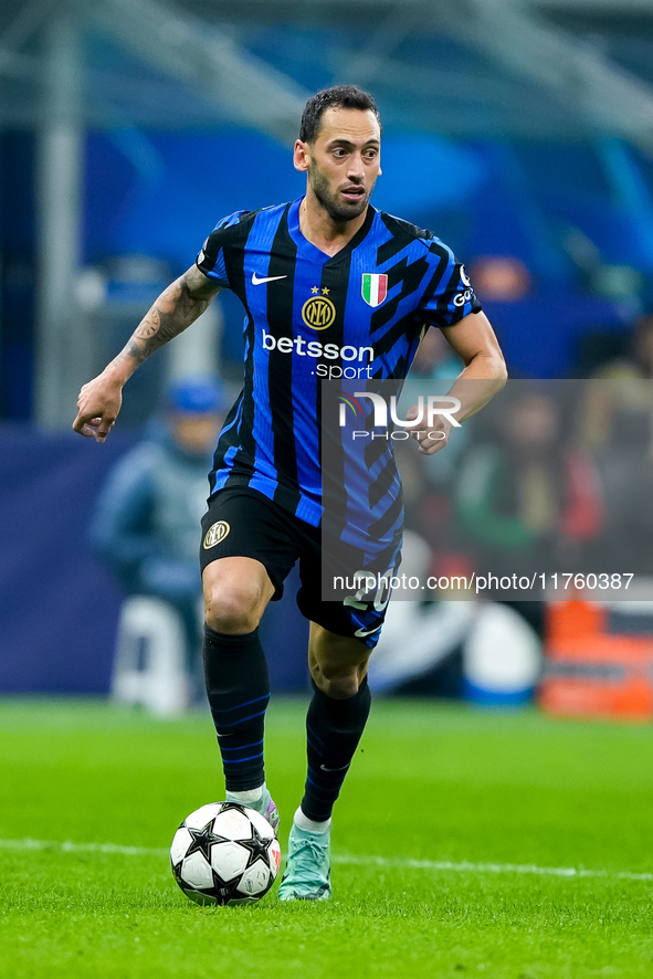 Hakan Calhanoglu of FC Internazionale during the UEFA Champions League 2024/25 League Phase MD4 match between FC Internazionale and Arsenal...