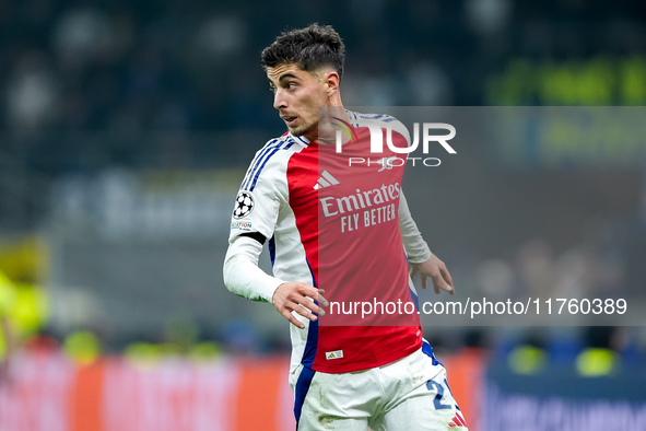 Kai Havertz of Arsenal during the UEFA Champions League 2024/25 League Phase MD4 match between FC Internazionale and Arsenal at Stadio San S...