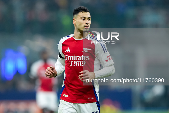 Gabriel Martinelli of Arsenal during the UEFA Champions League 2024/25 League Phase MD4 match between FC Internazionale and Arsenal at Stadi...