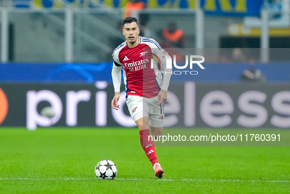 Gabriel Martinelli of Arsenal during the UEFA Champions League 2024/25 League Phase MD4 match between FC Internazionale and Arsenal at Stadi...