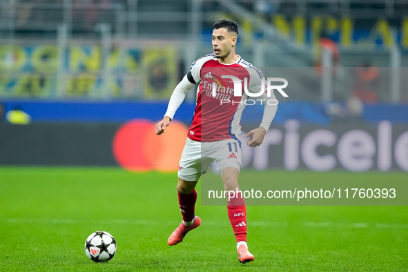 Gabriel Martinelli of Arsenal during the UEFA Champions League 2024/25 League Phase MD4 match between FC Internazionale and Arsenal at Stadi...