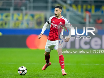 Gabriel Martinelli of Arsenal during the UEFA Champions League 2024/25 League Phase MD4 match between FC Internazionale and Arsenal at Stadi...