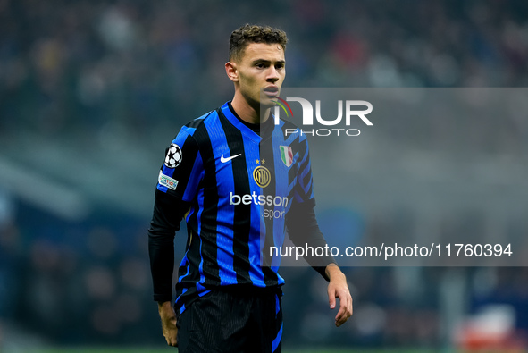 Kristjan Asllani of FC Internazionale looks on during the UEFA Champions League 2024/25 League Phase MD4 match between FC Internazionale and...