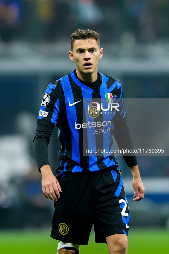 Kristjan Asllani of FC Internazionale looks on during the UEFA Champions League 2024/25 League Phase MD4 match between FC Internazionale and...