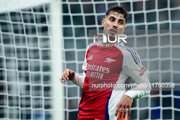 Kai Havertz of Arsenal looks on during the UEFA Champions League 2024/25 League Phase MD4 match between FC Internazionale and Arsenal at Sta...