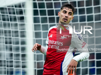 Kai Havertz of Arsenal looks on during the UEFA Champions League 2024/25 League Phase MD4 match between FC Internazionale and Arsenal at Sta...