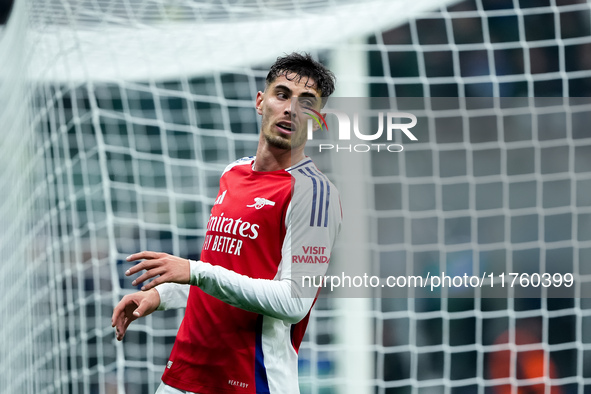 Kai Havertz of Arsenal looks on during the UEFA Champions League 2024/25 League Phase MD4 match between FC Internazionale and Arsenal at Sta...