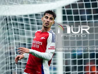 Kai Havertz of Arsenal looks on during the UEFA Champions League 2024/25 League Phase MD4 match between FC Internazionale and Arsenal at Sta...