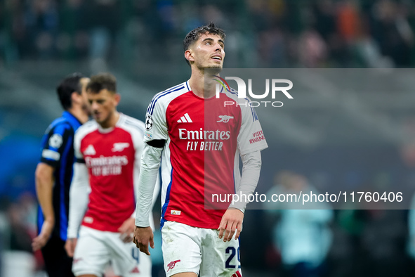 Kai Havertz of Arsenal looks dejected during the UEFA Champions League 2024/25 League Phase MD4 match between FC Internazionale and Arsenal...