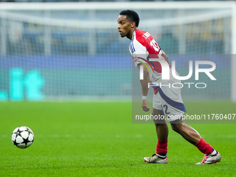 Jurrien Timber of Arsenal during the UEFA Champions League 2024/25 League Phase MD4 match between FC Internazionale and Arsenal at Stadio Sa...